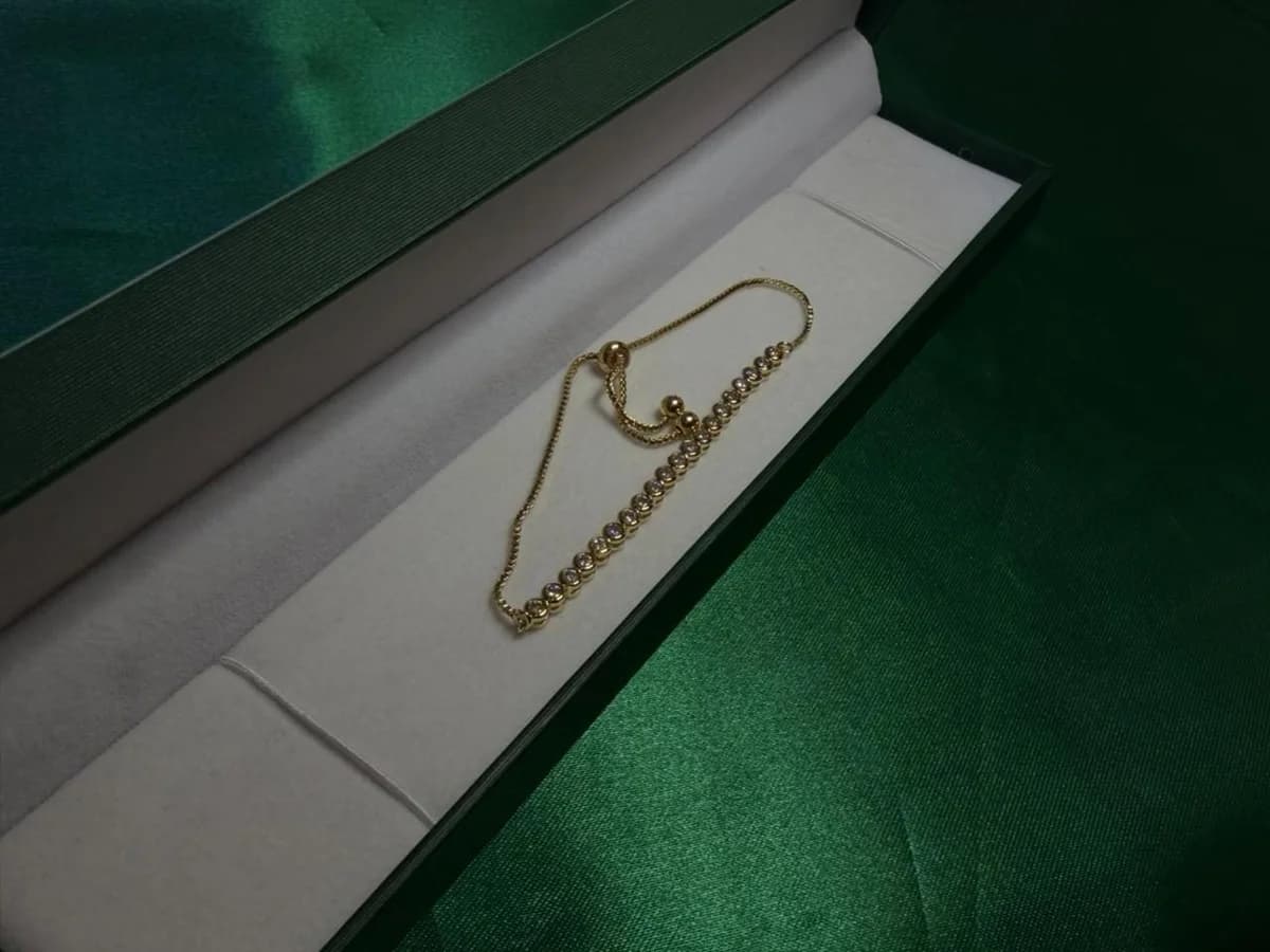 Pulsera Media Tennis con Circonias en Chapa de Oro 18k — vista 3