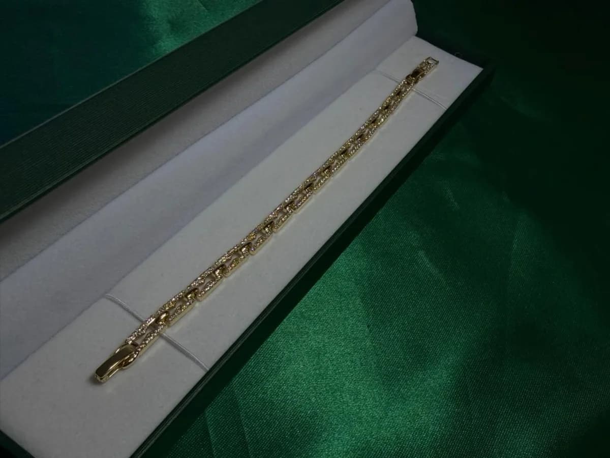Pulsera de Eslabones Texturizados Estilo Bizantino Chapa de Oro 18k — vista 2