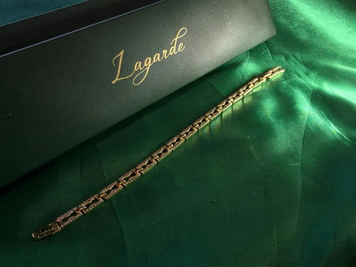 Pulsera de Eslabones Texturizados Estilo Bizantino Chapa de Oro 18k — vista 3