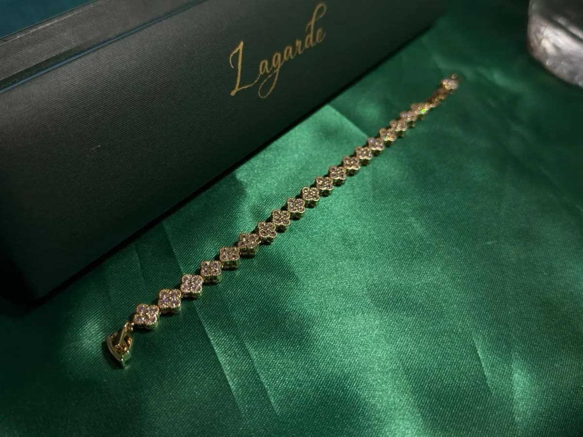 Pulsera Cadena de Flores Brillantes Chapa de Oro 18k — vista 6