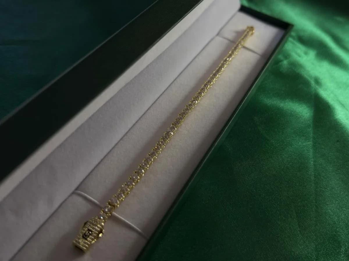 Pulsera Clásica Estilo Tenis con Circonias en Chapa de Oro 18k — vista 2