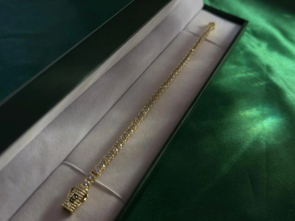 Pulsera Clásica Estilo Tenis con Circonias en Chapa de Oro 18k — vista 5