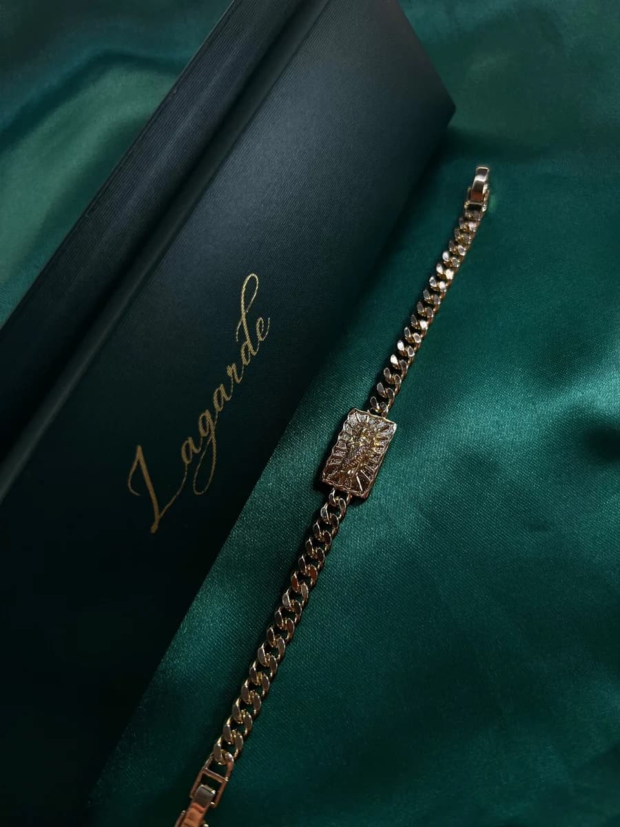 Pulsera Cubana con San Judas Dorada Chapa de Oro 18k — vista 4