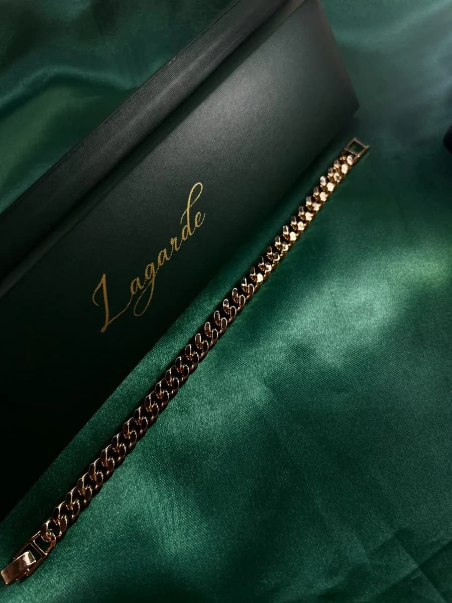 Pulsera Eslabón Cubano Grueso en Chapa de Oro 18k — vista 4