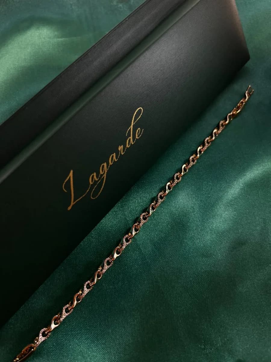 Pulsera Eslabones con Patrón en Chapa de Oro 18k — vista 2