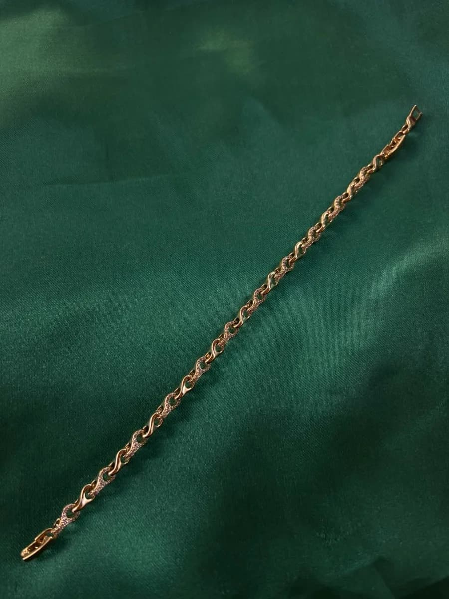 Pulsera Eslabones con Patrón en Chapa de Oro 18k — vista 3