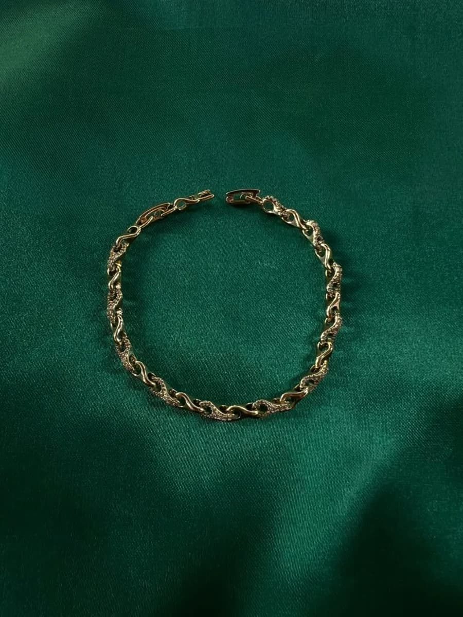 Pulsera Eslabones con Patrón en Chapa de Oro 18k — vista 4