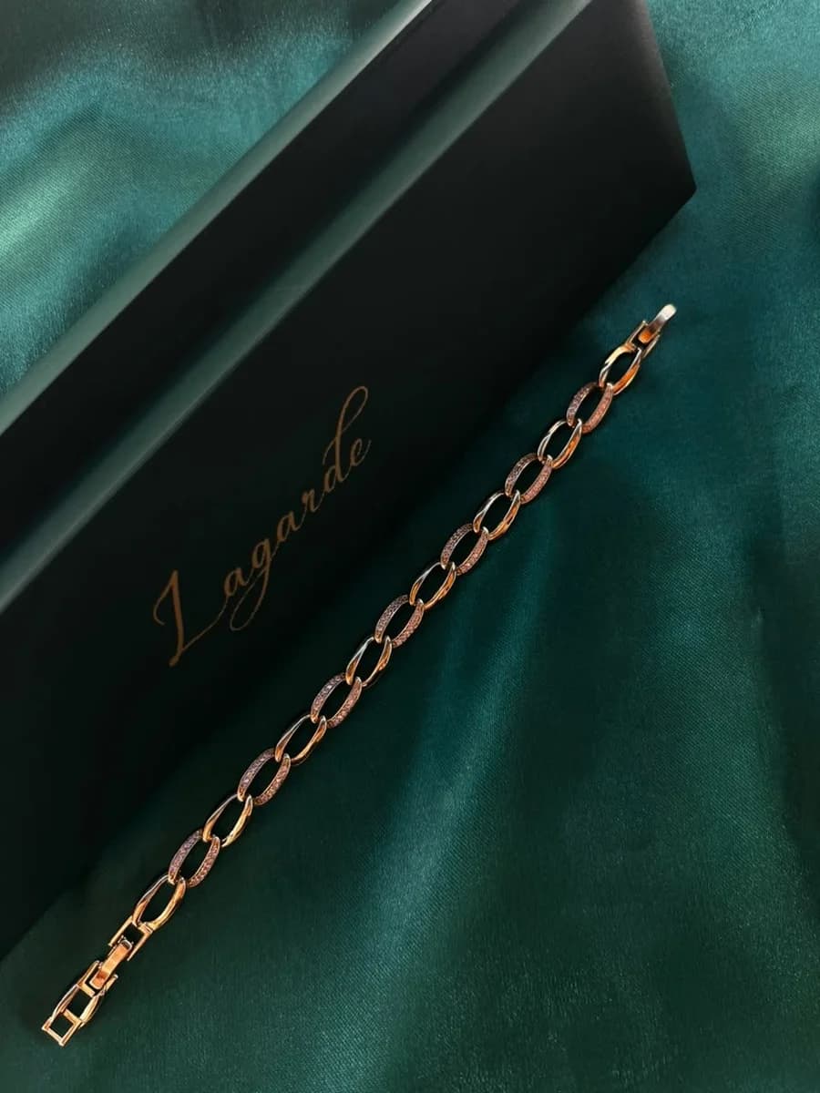 Pulsera Eslabones Ovalados Texturizados en Chapa de Oro 18k — vista 2