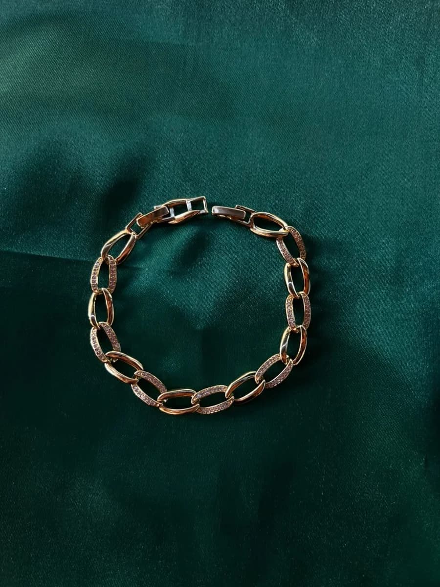 Pulsera Eslabones Ovalados Texturizados en Chapa de Oro 18k — vista 4