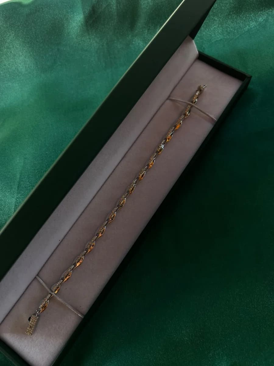 Pulsera Trenzada Bicolor en Chapa de Oro 18k