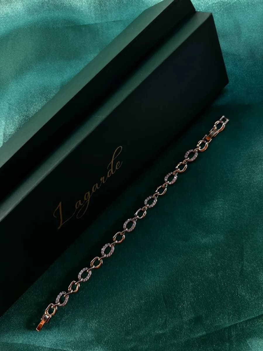 Pulsera Eslabones Alternados con Circonias en Chapa de Oro 18k — vista 2