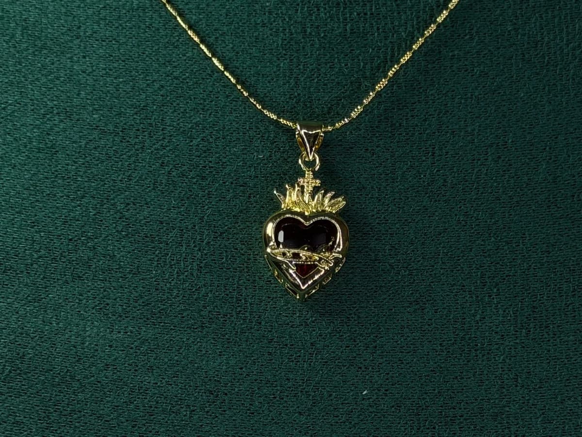 Collar Sagrado Corazón Biselado en Chapa de Oro 18k — vista 4