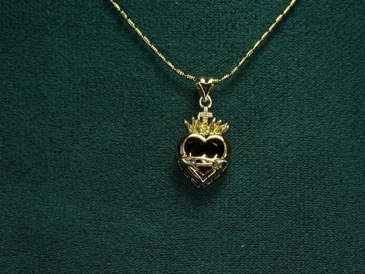 Collar Sagrado Corazón Biselado en Chapa de Oro 18k — vista 5