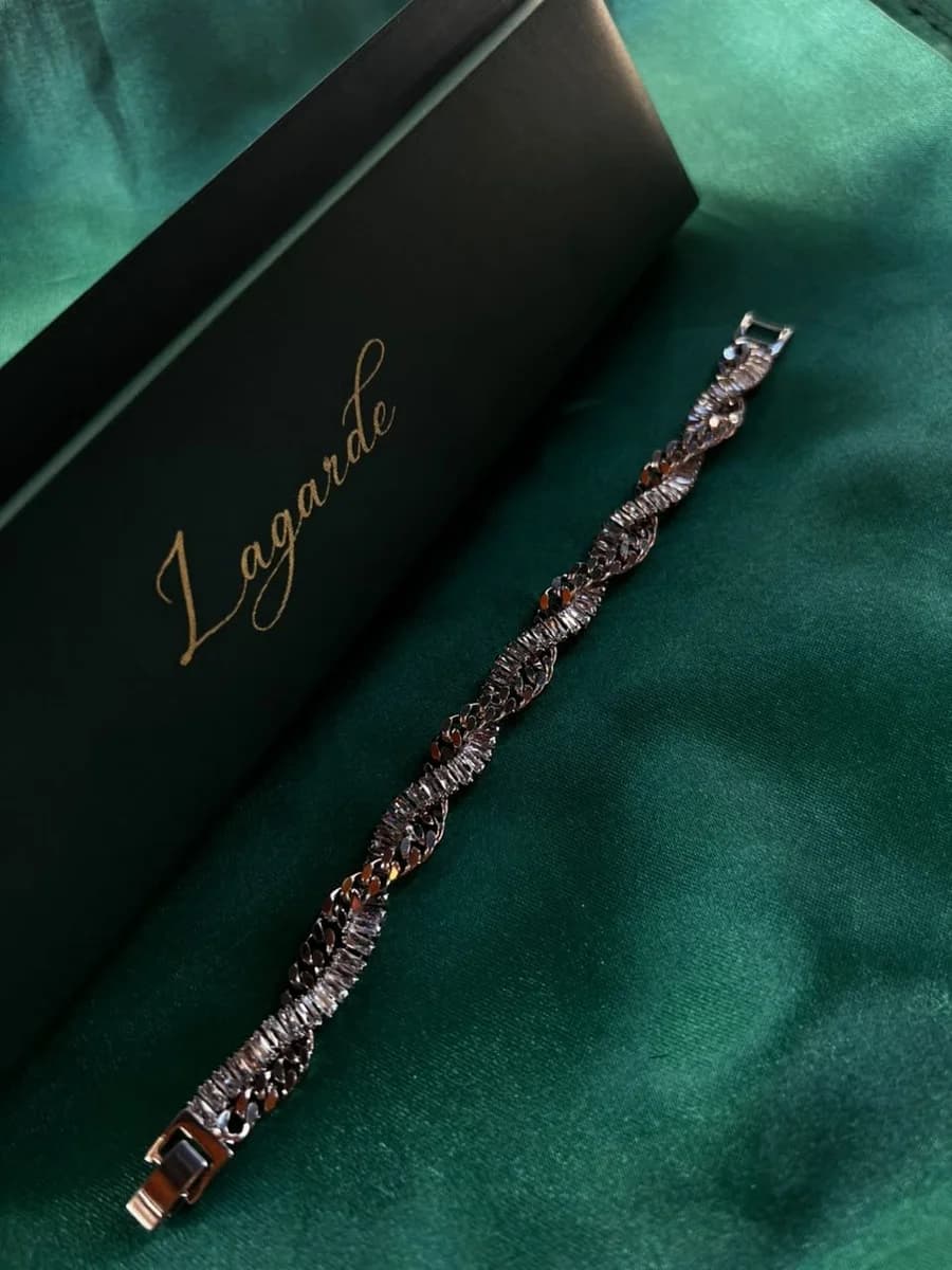 Pulsera Trenzada con Zirconias Chapa de Oro 18k — vista 3
